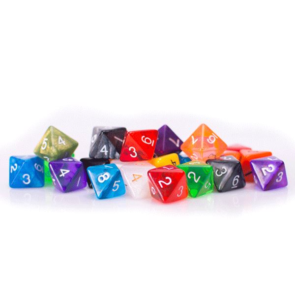 8 Sided Dice | 25 Count Assorted Multi Colored D8s - Bards & Cards