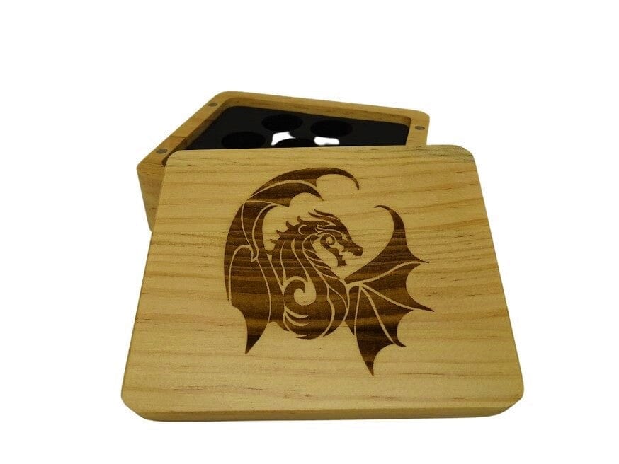 Winged Dragon Wooden Dice Case - Bards & Cards