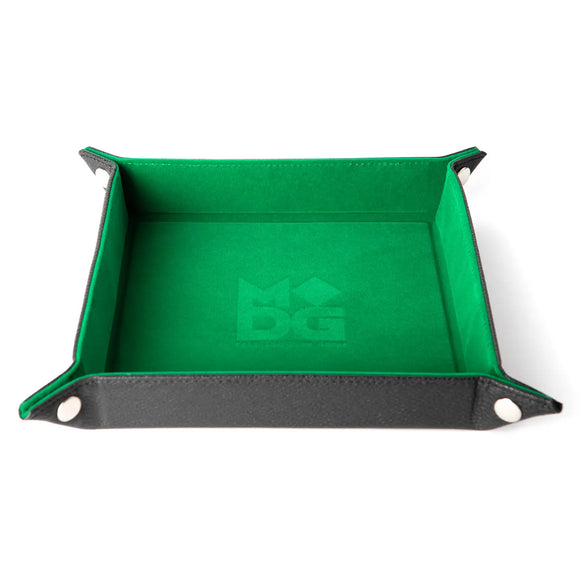 Metallic Dice Games Velvet Folding Dice Tray with Leather Backing 10" x 10" - Bards & Cards