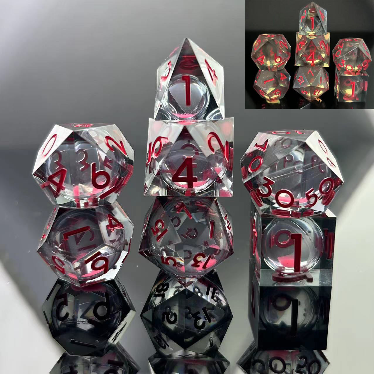 Sharp-Edged Glow in the Dark Liquid Core Dice - Bards & Cards