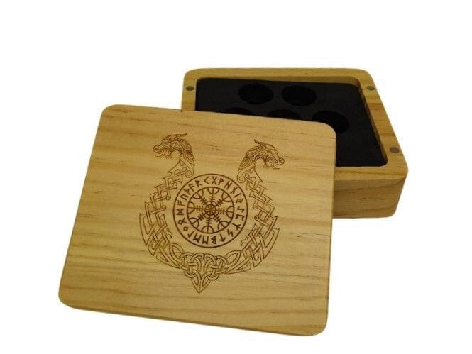 Ornate Helm of Awe Wooden Dice Case - Bards & Cards