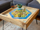 Rustic BYO Board Game Table with Removable Tempered Glass Top and Hidden Storage Drawer - Bards & Cards