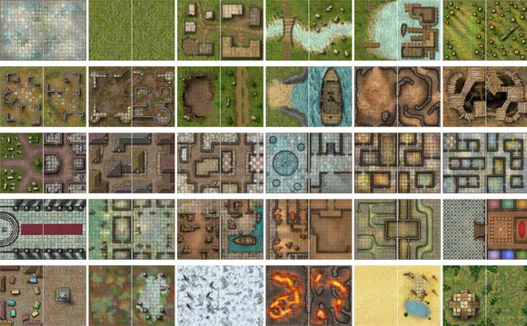 Battle Mats: Giant Book of Battle Mats Revised Edition (12" x 16") - Bards & Cards