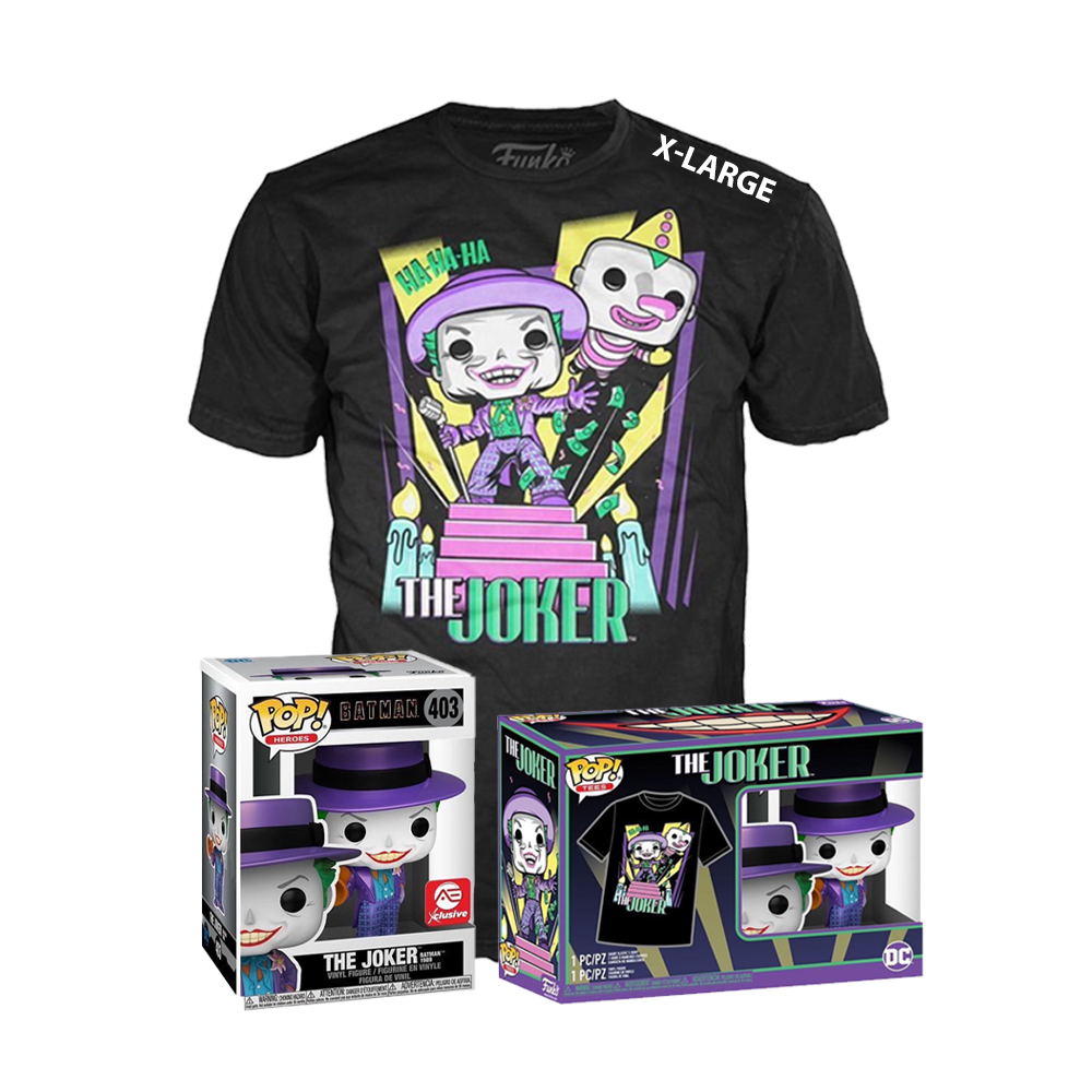 Funko POP! & Tee: Batman 1989 - The Joker with Megaphone (Metallic) Alliance Entertainment Exclusive - Size Extra Large