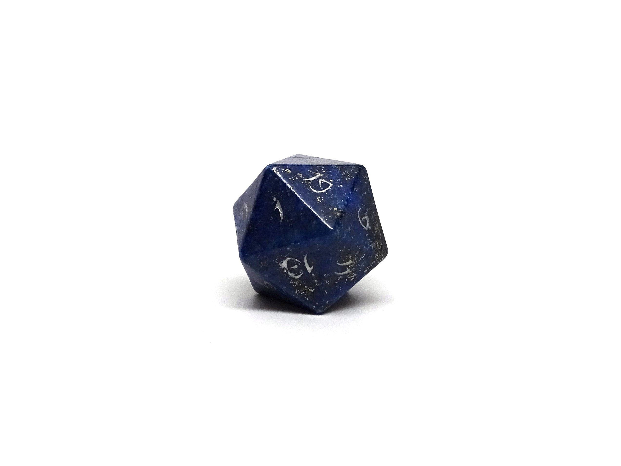 Lapis Lazuli D20 - Silver Elvenkind Font - Bards & Cards