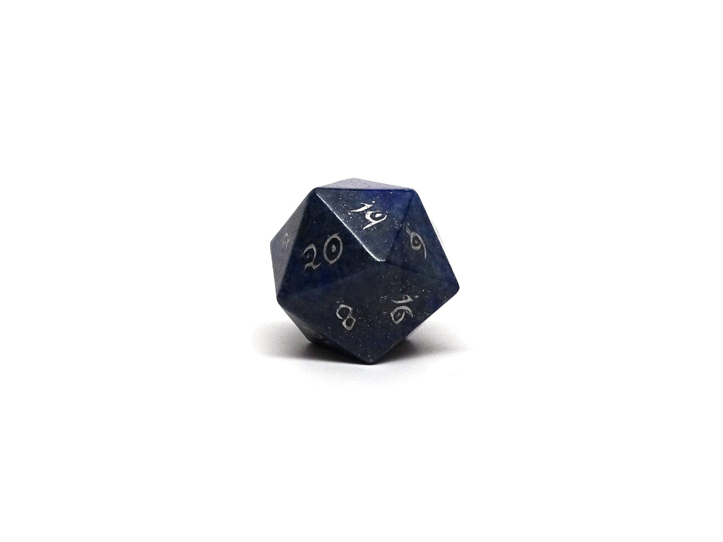 Lapis Lazuli D20 - Silver Elvenkind Font - Bards & Cards