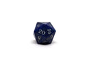 Stone D20 Dice - Lapis Lazuli - Silver Signature Font - Bards & Cards