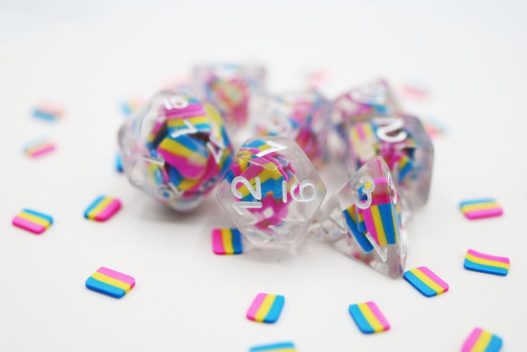 Foam Brain Games Pride Flag RPG Dice Set - Bards & Cards