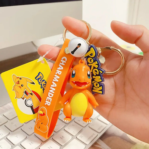 "Pokemon Action Figure Keychain - Pikachu, Charmander, Snorlax, Squirtle - Bards & Cards