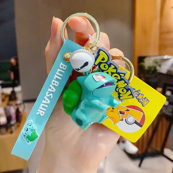 "Pokemon Action Figure Keychain - Pikachu, Charmander, Snorlax, Squirtle - Bards & Cards
