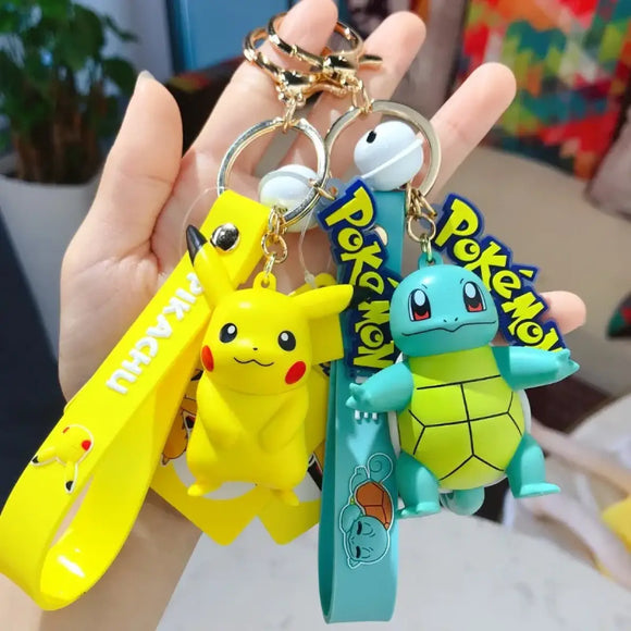 "Pokemon Action Figure Keychain - Pikachu, Charmander, Snorlax, Squirtle - Bards & Cards