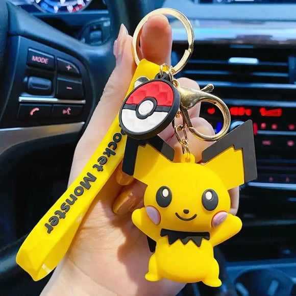 "Pokemon Action Figure Keychain - Pikachu, Charmander, Snorlax, Squirtle - Bards & Cards