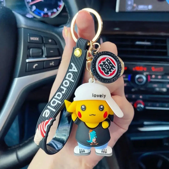 "Pokemon Action Figure Keychain - Pikachu, Charmander, Snorlax, Squirtle - Bards & Cards