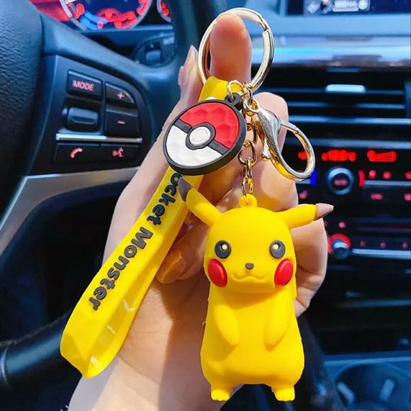"Pokemon Action Figure Keychain - Pikachu, Charmander, Snorlax, Squirtle - Bards & Cards