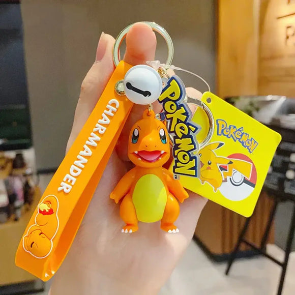 "Pokemon Action Figure Keychain - Pikachu, Charmander, Snorlax, Squirtle - Bards & Cards