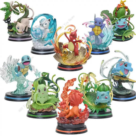 Pokemon Charizard, Squirtle, Bulbasaur, Vulpix Figures - Bards & Cards