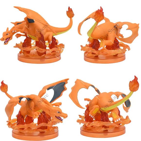 Pokemon Charizard, Squirtle, Bulbasaur, Vulpix Figures - Bards & Cards
