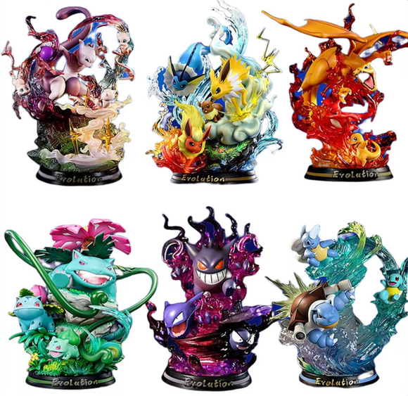 Pokemon Evolution Figures - Charizard, Eevee, Mewtwo, Gengar - Bards & Cards