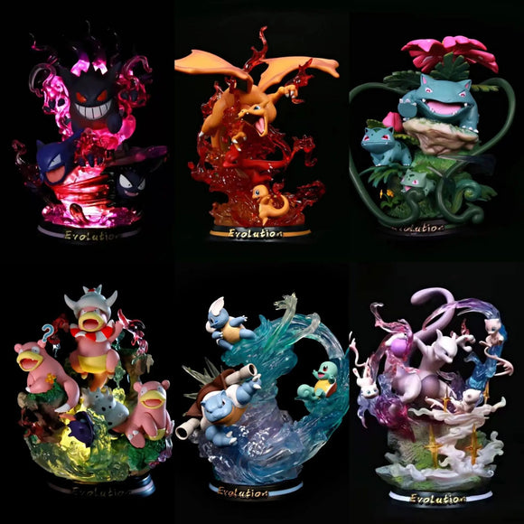 Pokemon Evolution Figures - Charizard, Eevee, Mewtwo, Gengar - Bards & Cards