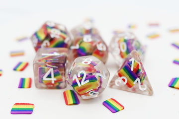 Foam Brain Games Pride Flag RPG Dice Set - Bards & Cards