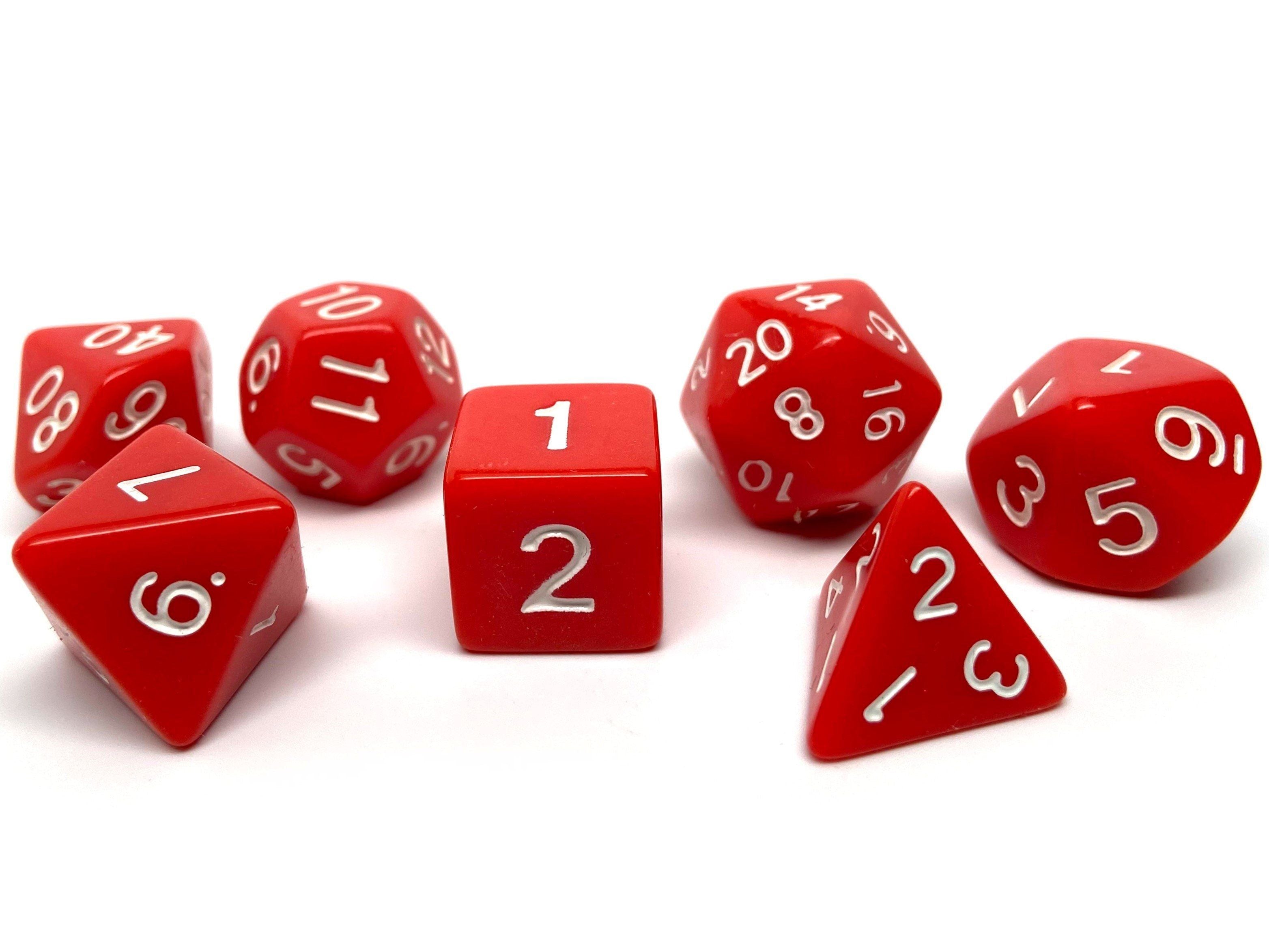 Red Opaque Dice - 7 Piece Set - Bards & Cards