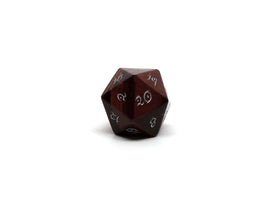 Red Tigers Eye D20 Dice - Elvenkind Font - Bards & Cards