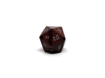Red Tigers Eye D20 Dice - Elvenkind Font - Bards & Cards