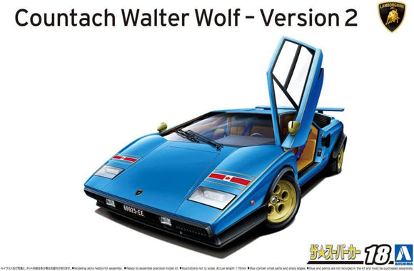 Aoshima: 1/24 '76 WOLF Countach Version 2 Scale Model Kit #18 - Bards & Cards