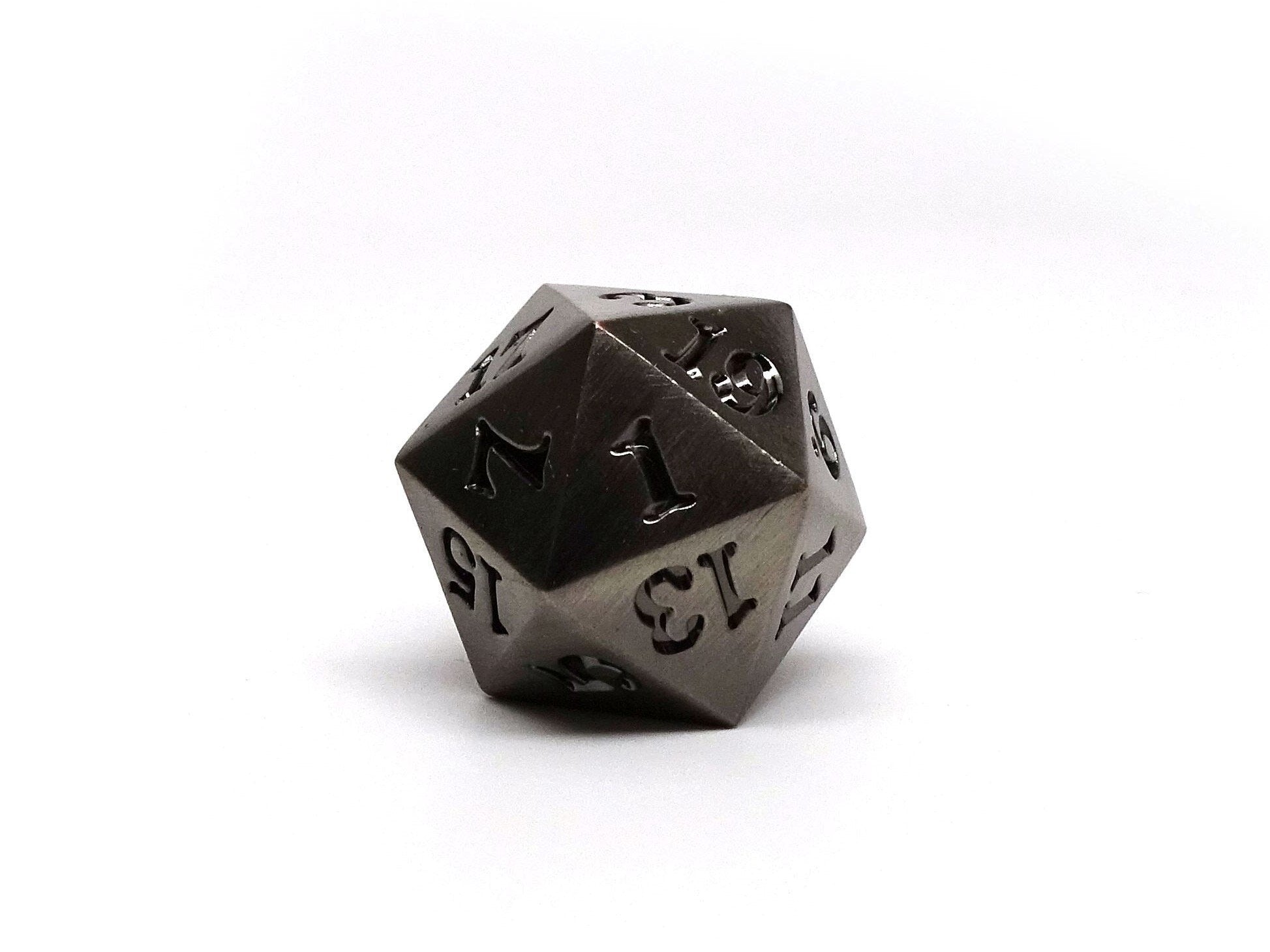 Legendary Silver D20 Dice - Metal Single 20 Sided Dice - Bards & Cards