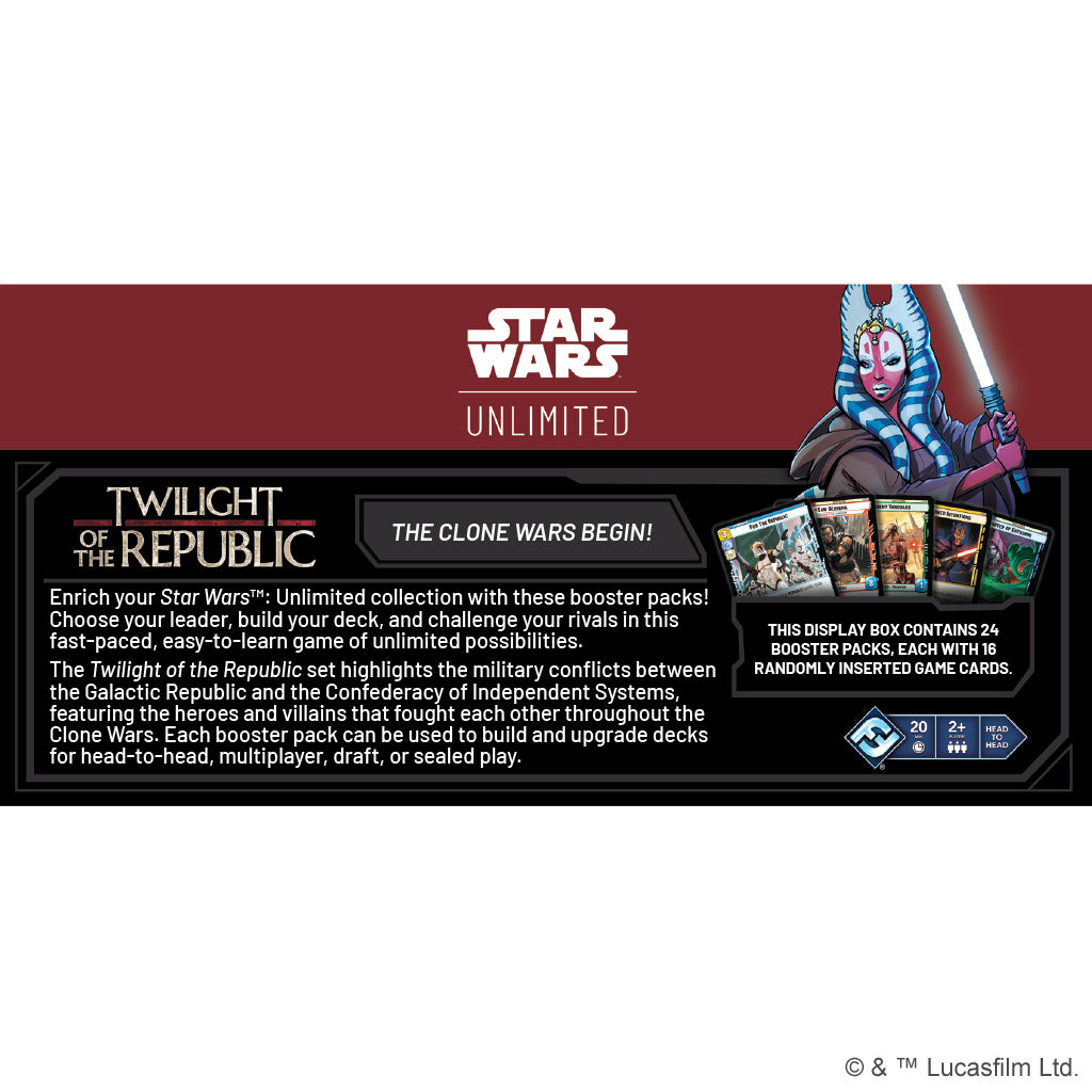 Star Wars: Unlimited - Twilight of the Republic Booster Display - Bards & Cards