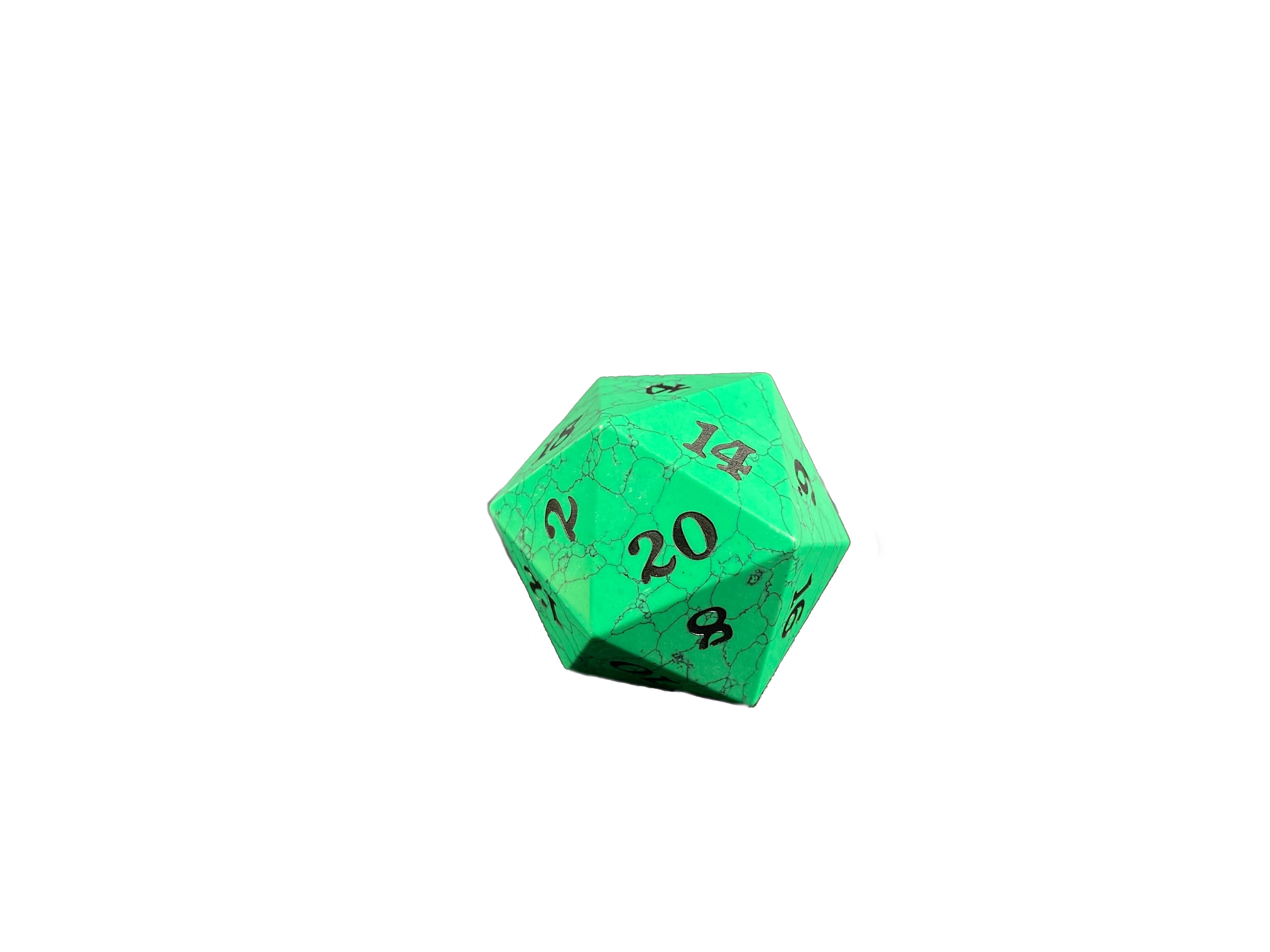 Cracked Stone D20 Dice - Green - Bards & Cards