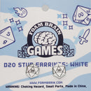 Foam Brain Games D20 Stud Earrings - Bards & Cards