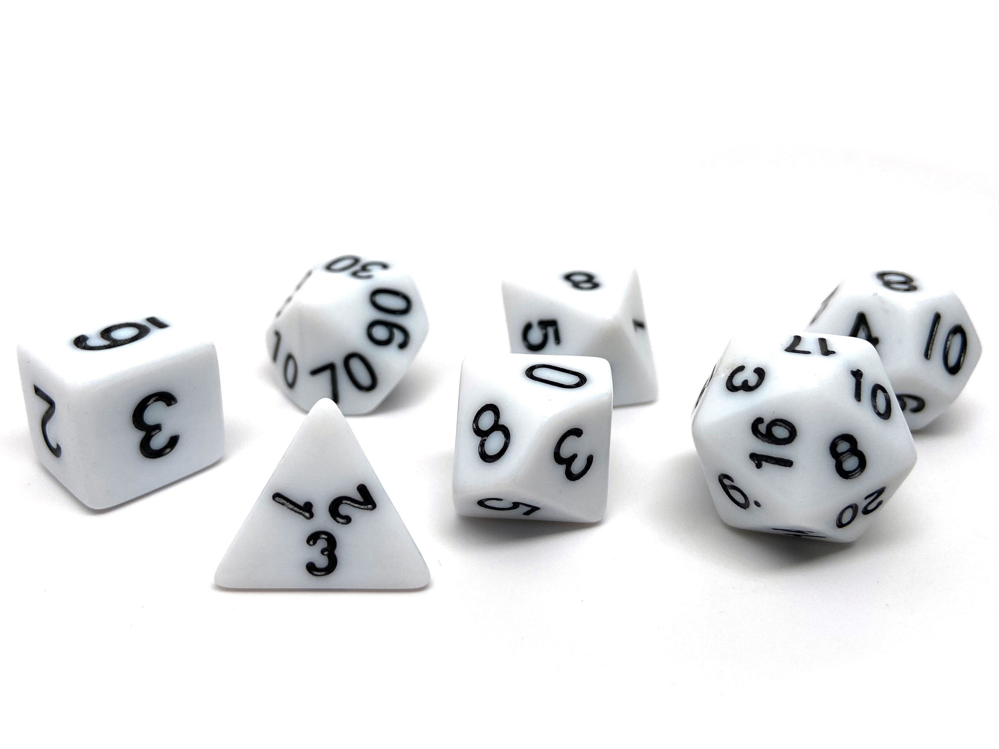 White Opaque Dice - 7 Piece Set - Bards & Cards