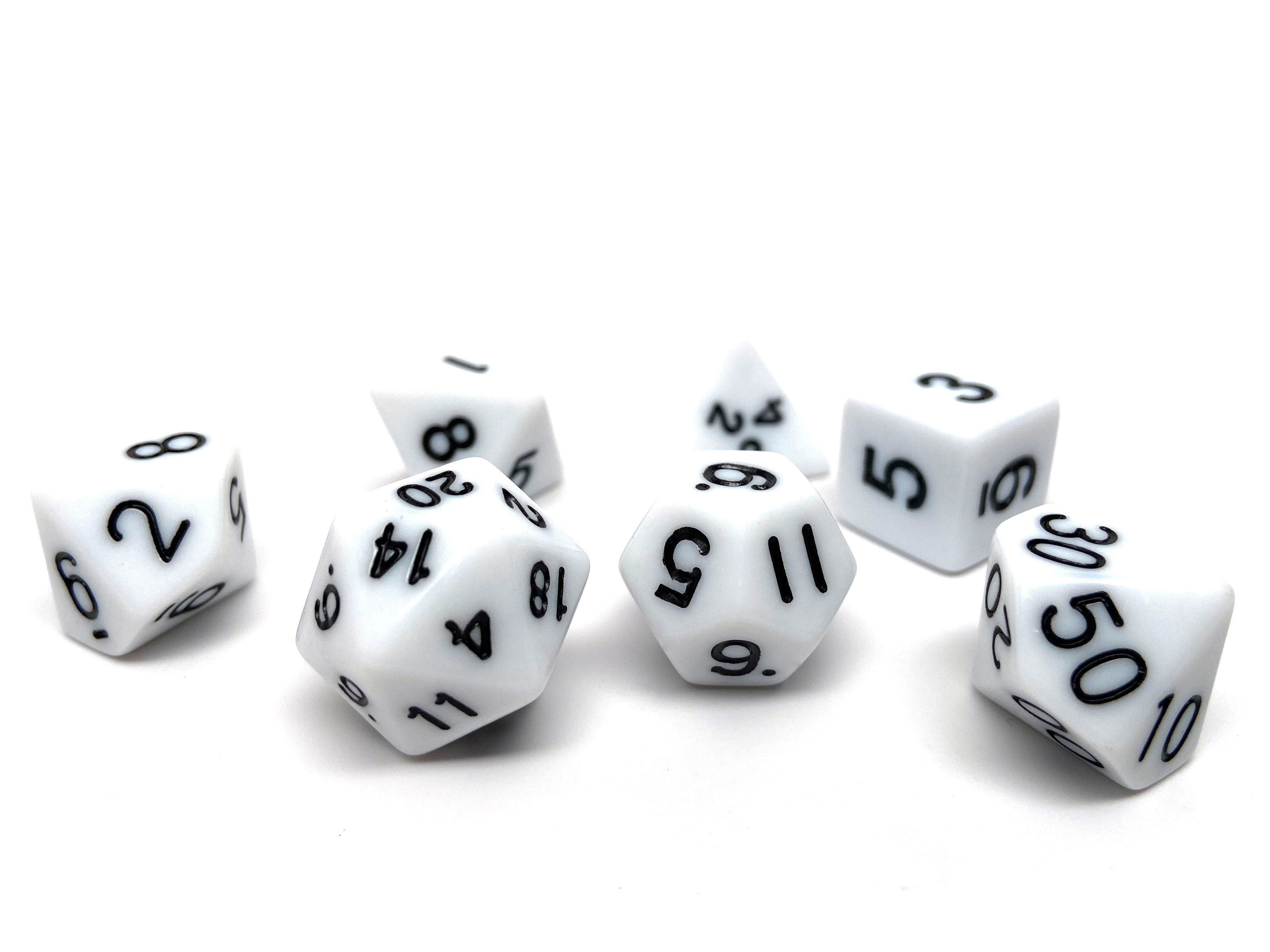 White Opaque Dice - 7 Piece Set - Bards & Cards