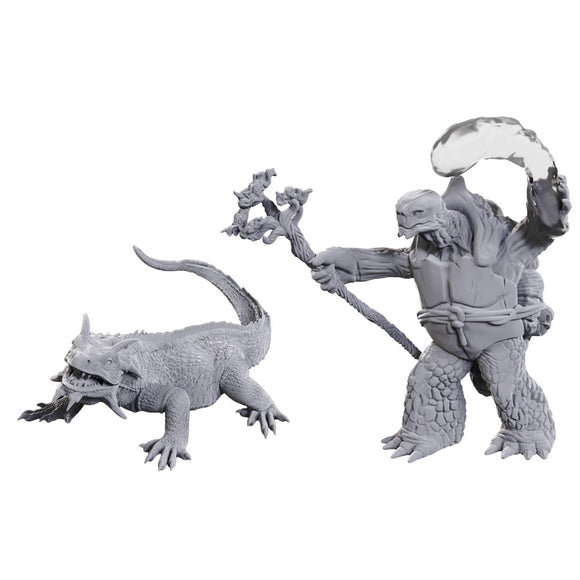 Dungeons & Dragons - Nolzur's Marvelous Unpainted Minis: W24 Tortle Druid & Wild Shape Giant Lizard - Bards & Cards