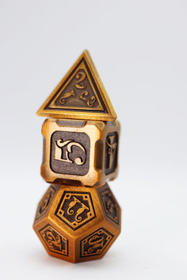 Alchemist Metals: Gold - Metal RPG Dice Set - Bards & Cards