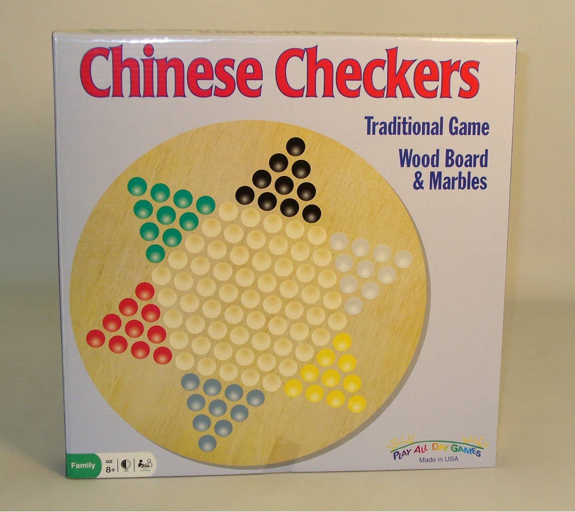 Board Game -  Wood Round Chinese Checkers - Bards & Cards