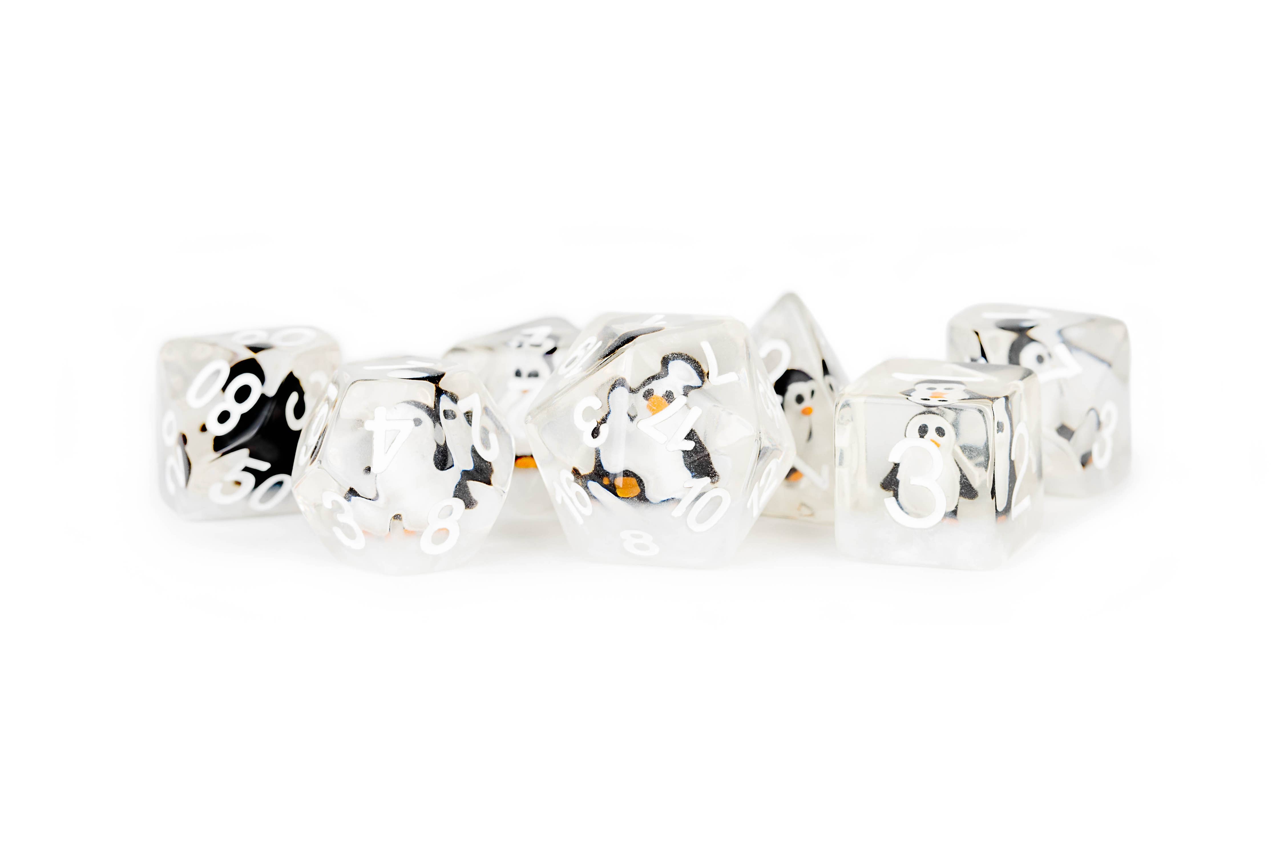 Penguin Dice Resin Polyhedral Dice Set: Perfect for DND Game - Bards & Cards