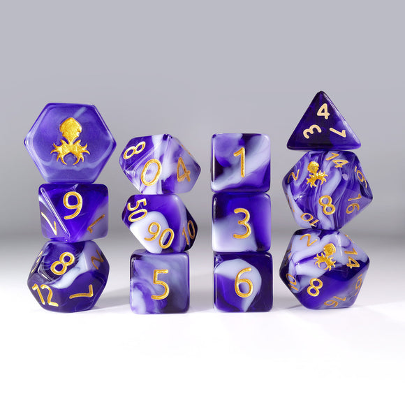 Kraken Dice 12pc Gummi Polyhedral Dice Set - Bards & Cards