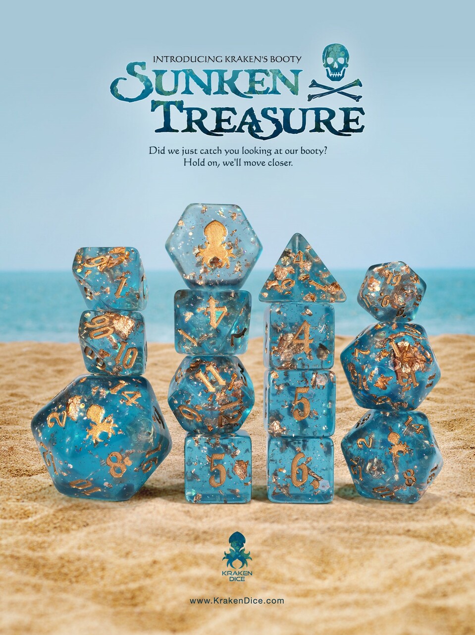 Kraken's Booty: Sunken Treasure 14 pc Limited Run Dice Set - Bards & Cards