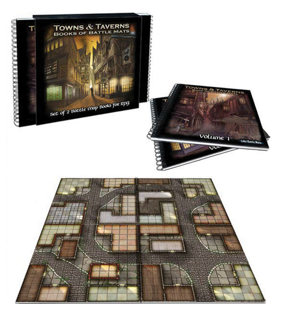 Battle Mats: Towns & Taverns - Books of Battle Mats - Bards & Cards