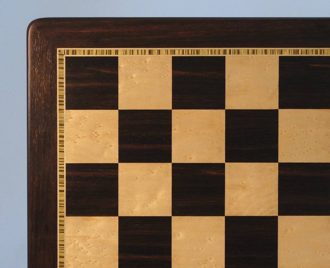 Chess Board - 21" Ebony & Birdseye Maple - 55520EBM - Bards & Cards