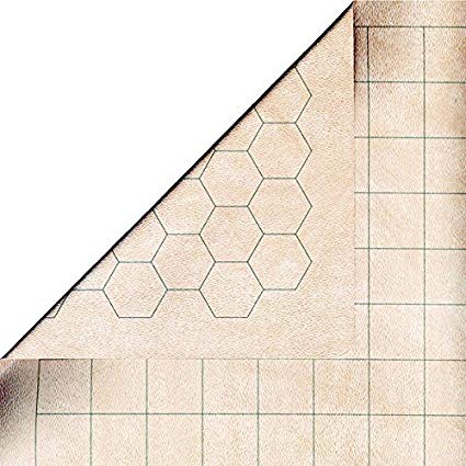 Battlemat: 1in Reversible Squares-Hexes (23.5in x 26in Playing Surface) - Bards & Cards