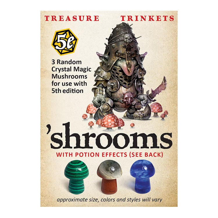 Treasure Trinkets 'shrooms - 3 Random Crystal Magic Mushrooms for D&D 5e - Bards & Cards