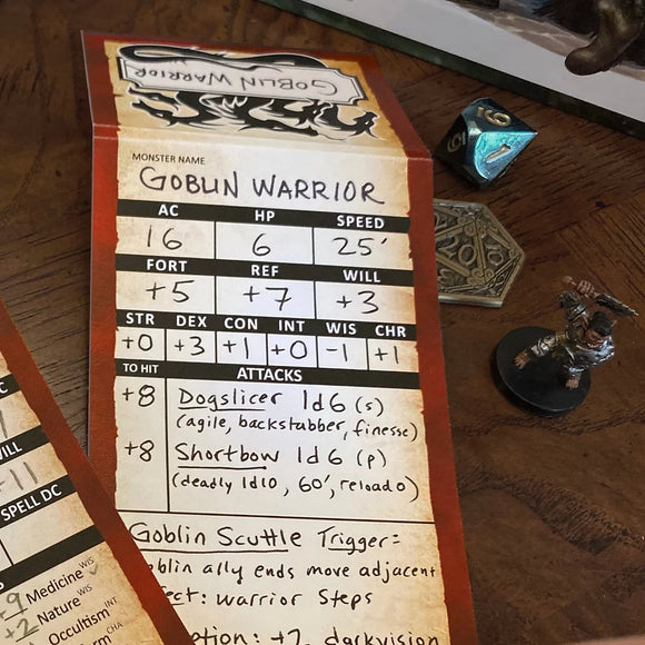 50 Blank Monster Trackers for Pathfinder 2e - Bards & Cards