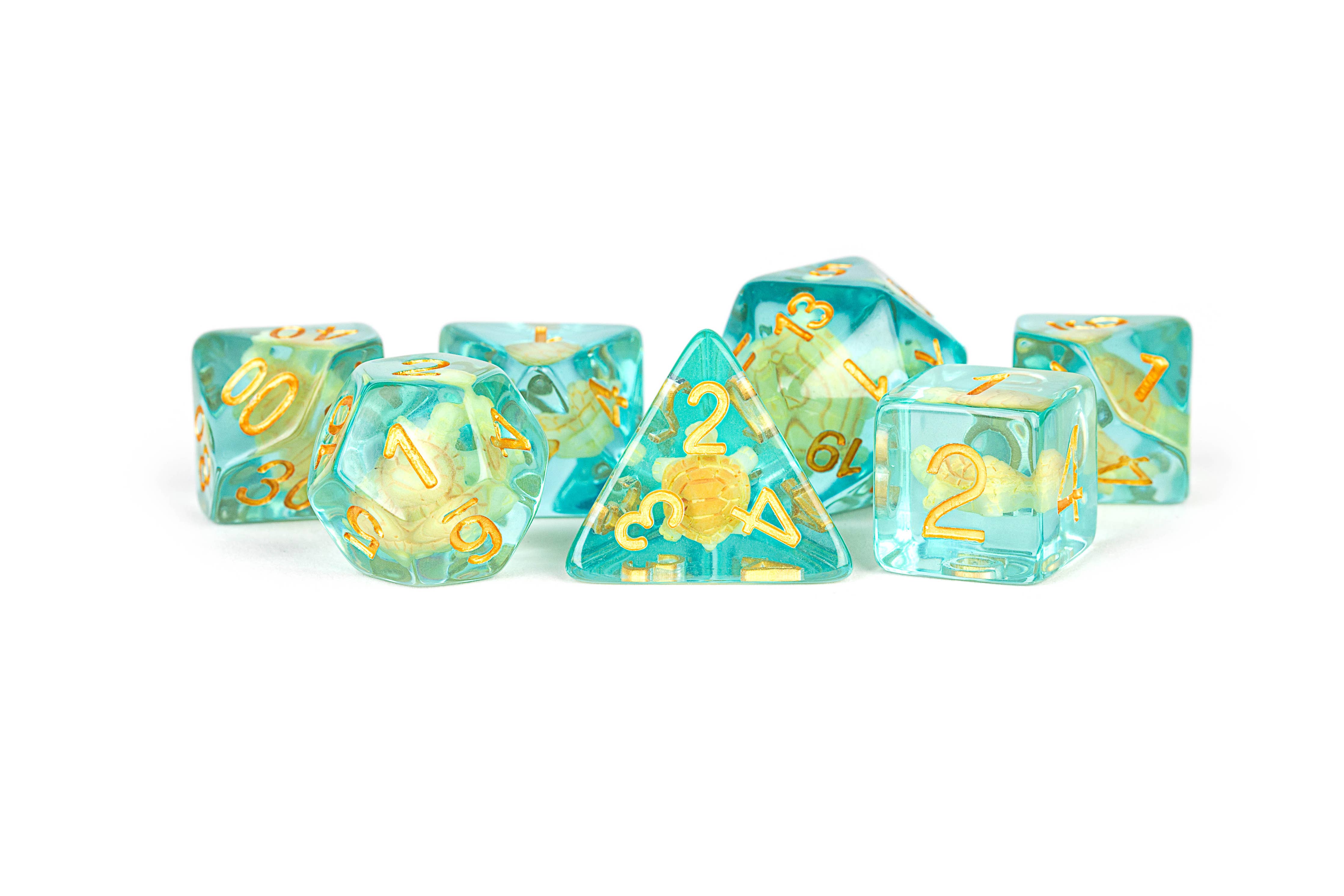 Turtle Dice Resin Polyhedral Dice Set - Bards & Cards