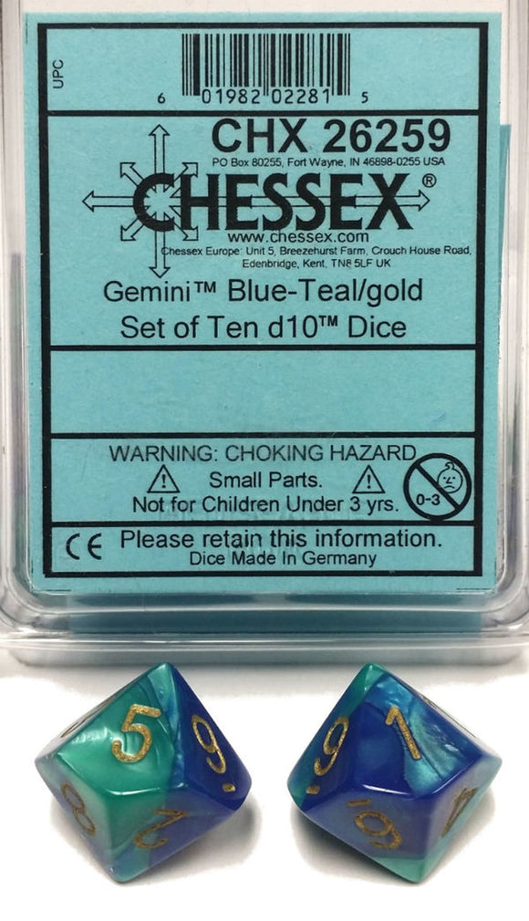 Chessex d10 Set of 10 Dice - Bards & Cards