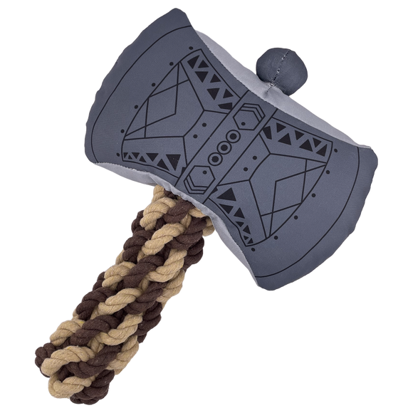 Barbarian's Great Axe Dog Toy by Pawlymorph - Bards & Cards