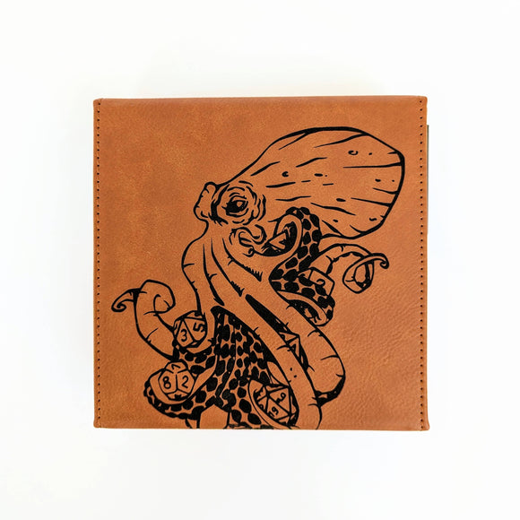 Kraken of Holding - D&D - Vegan Leather Dice Box: Chestnut - Bards & Cards