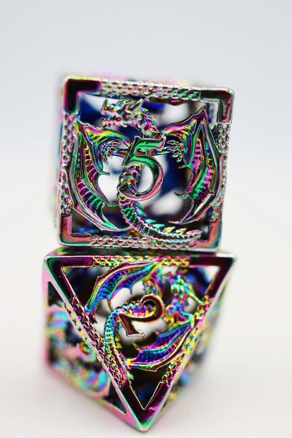 Dragon Essence: Mystic - Hollow Metal RPG Dice Set - Bards & Cards